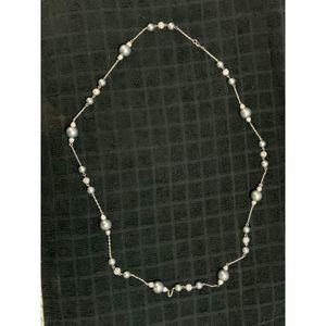 Ann Taylor Necklace Silver Toned and Rhinestone Balls 40"